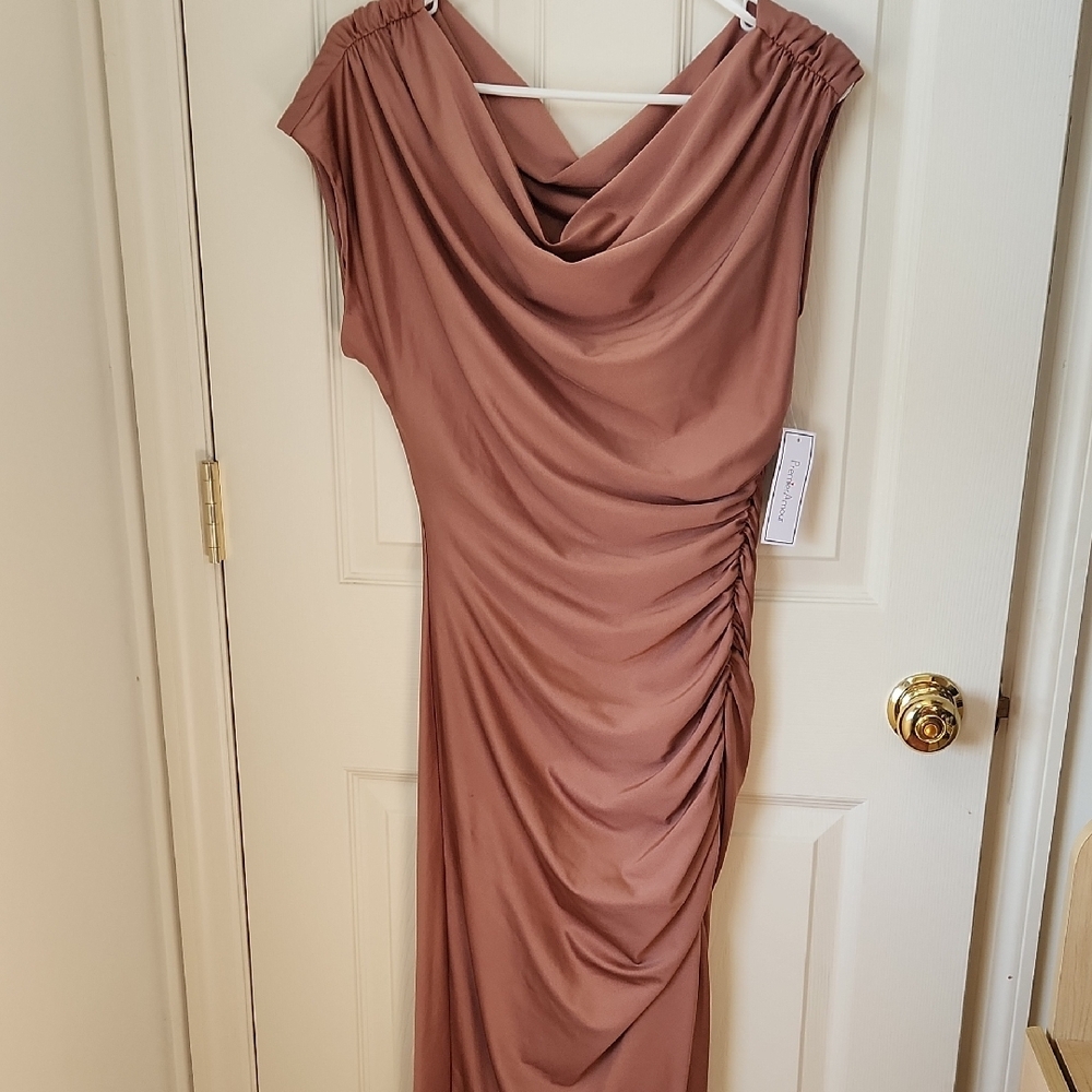 Premier Amour Mauve Asymmetrical Ruched Sheath Dress